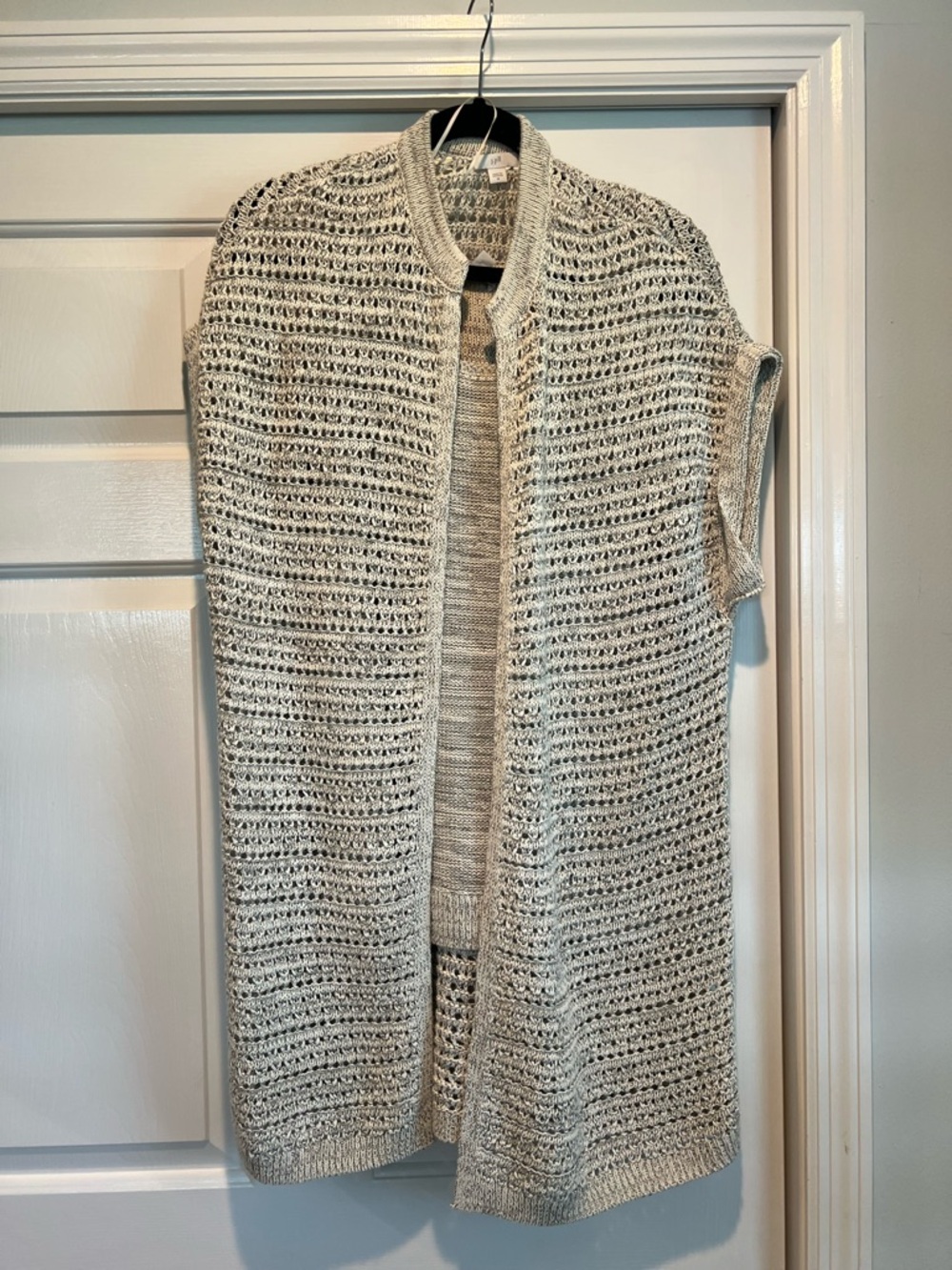 J. Jill Open-Knit Sleeveless Cardigan - Cream